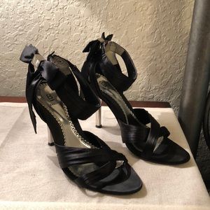 Black silk Bakers stiletto shoes